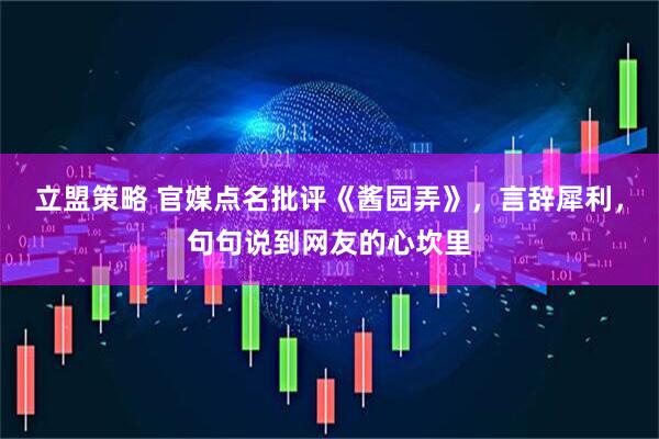 立盟策略 官媒点名批评《酱园弄》，言辞犀利，句句说到网友的心坎里