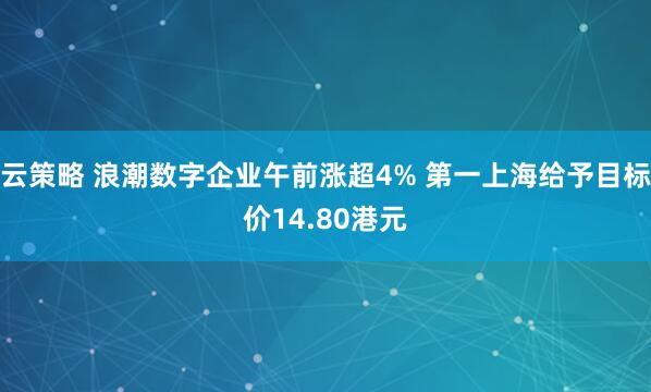 云策略 浪潮数字企业午前涨超4% 第一上海给予目标价14.80港元