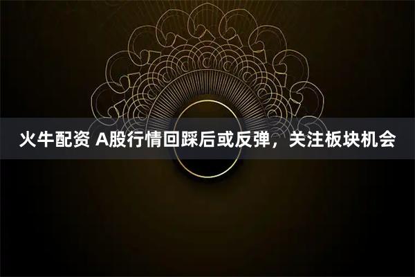 火牛配资 A股行情回踩后或反弹，关注板块机会