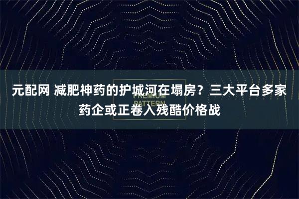 元配网 减肥神药的护城河在塌房?三大平台多家药企或正卷入残酷价格战